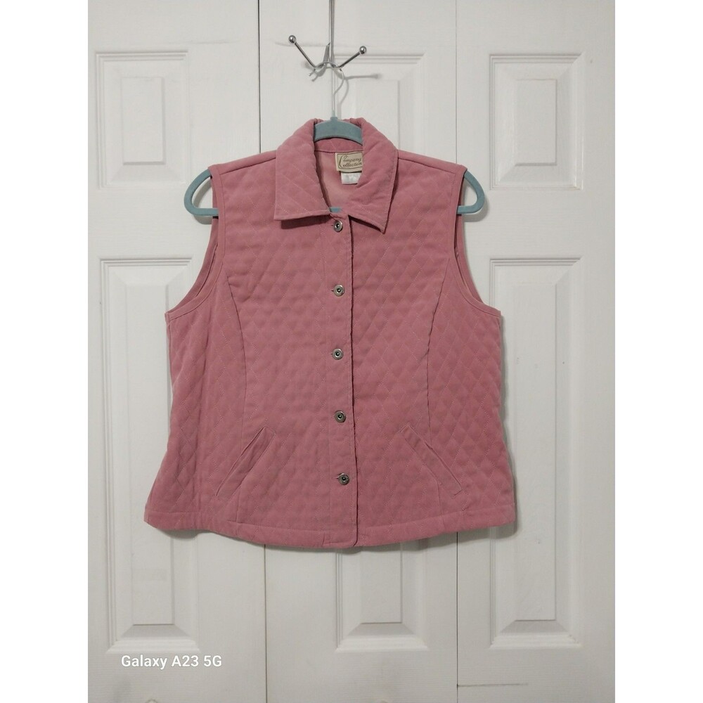 Vintage Company Collection Mauve Dusty Purple Quilted Vest M Button Front